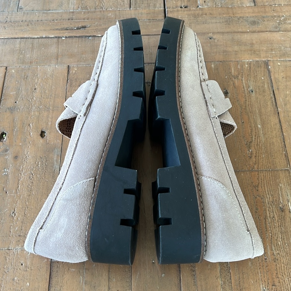 House of Harlow 1960 gunner light taupe gray suede platform loafers - Picture 8 of 9